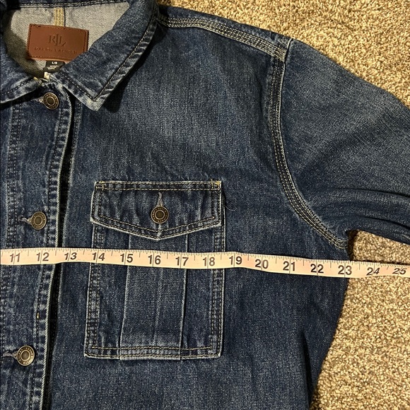 RALPH LAUREN Belted Denim Field Jean Jacket Pockets Collared Marina Wash - Picture 10 of 14